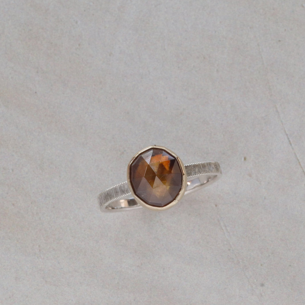 Sphene Ring in Gold and Silver