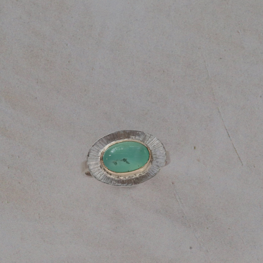 Chrysoprase Soleil Ring in Gold and Silver