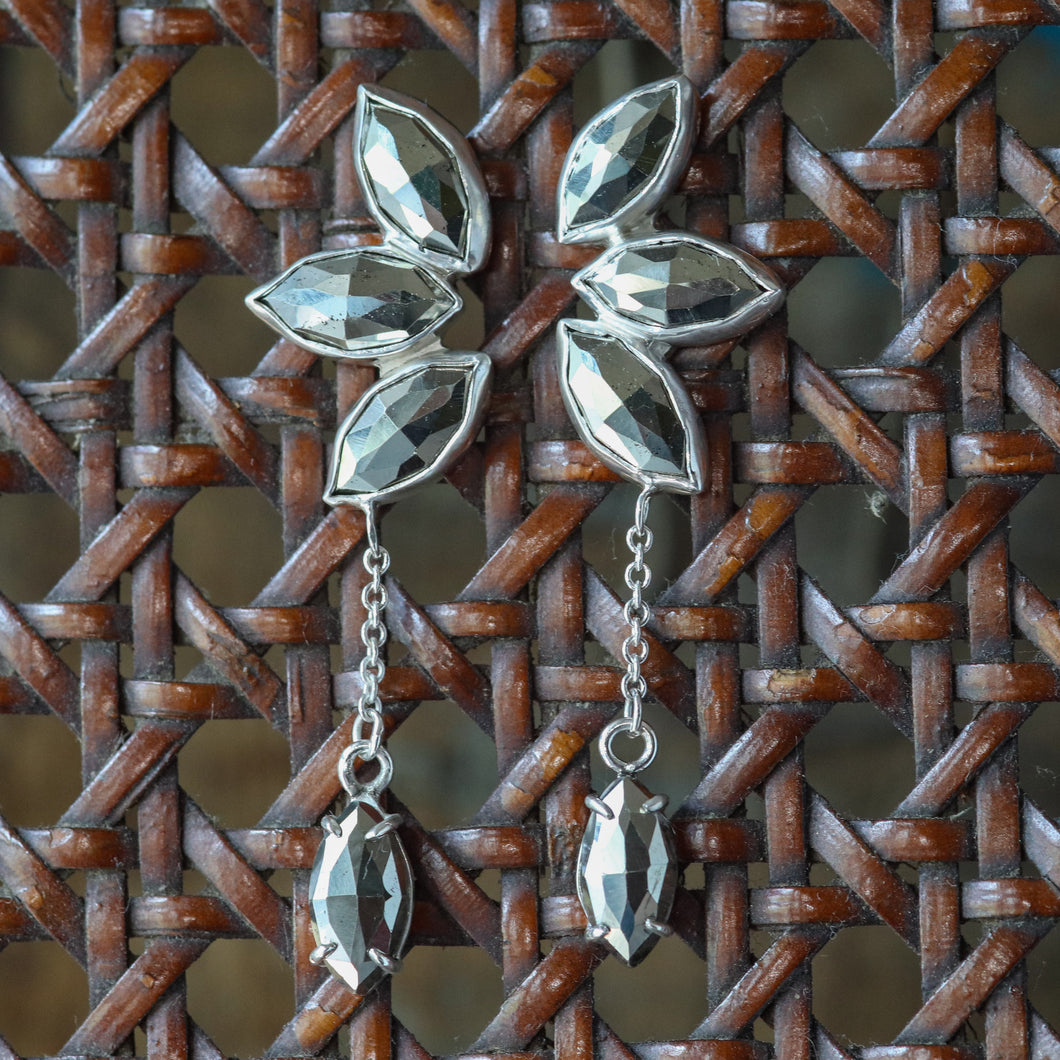 Pyrite Foliage Earrings in Silver