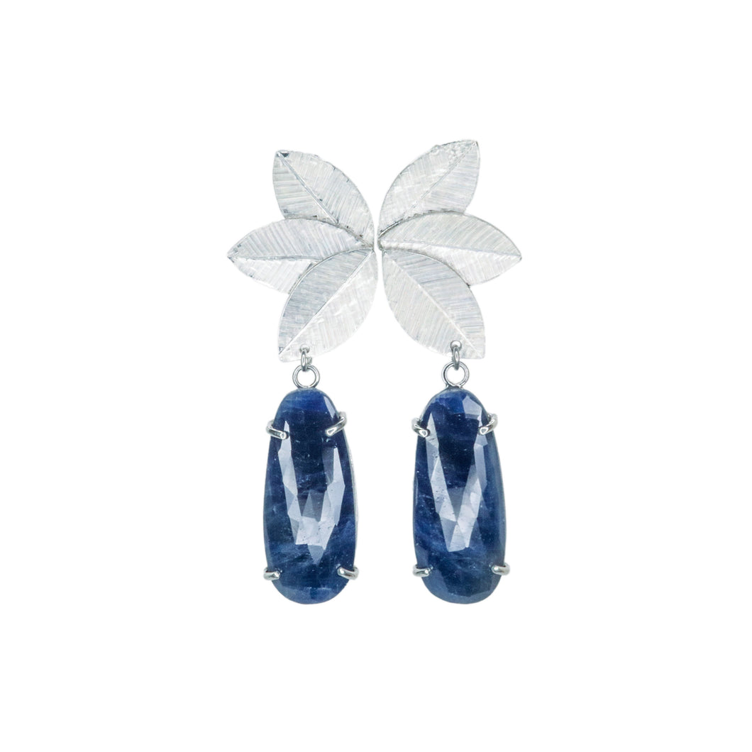 Sapphire Foliage Dangle Earrings in Sterling Silver