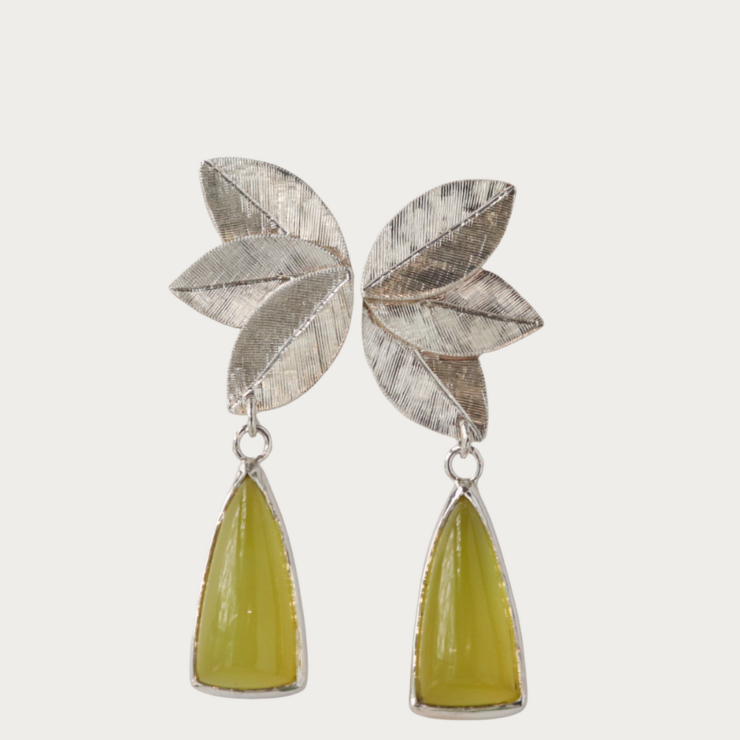 Idocrase Foliage Dangle Earrings in Sterling Silver