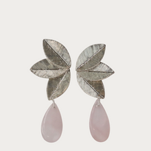 Load image into Gallery viewer, Rose Quartz Foliage Dangle Earrings in Sterling Silver
