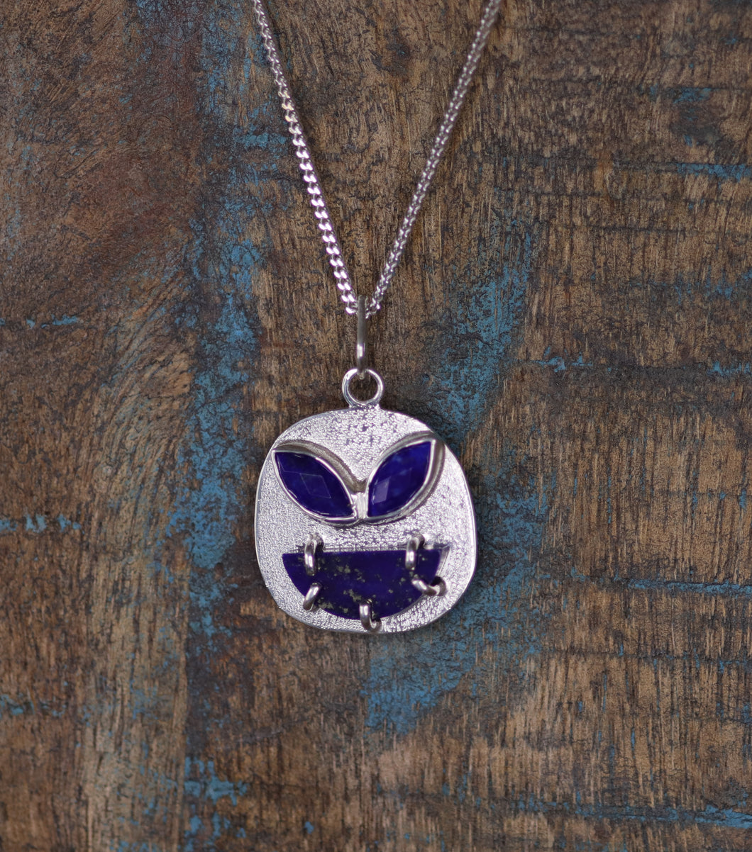 Sterling silver and Lapiz lazuli Angry Face I