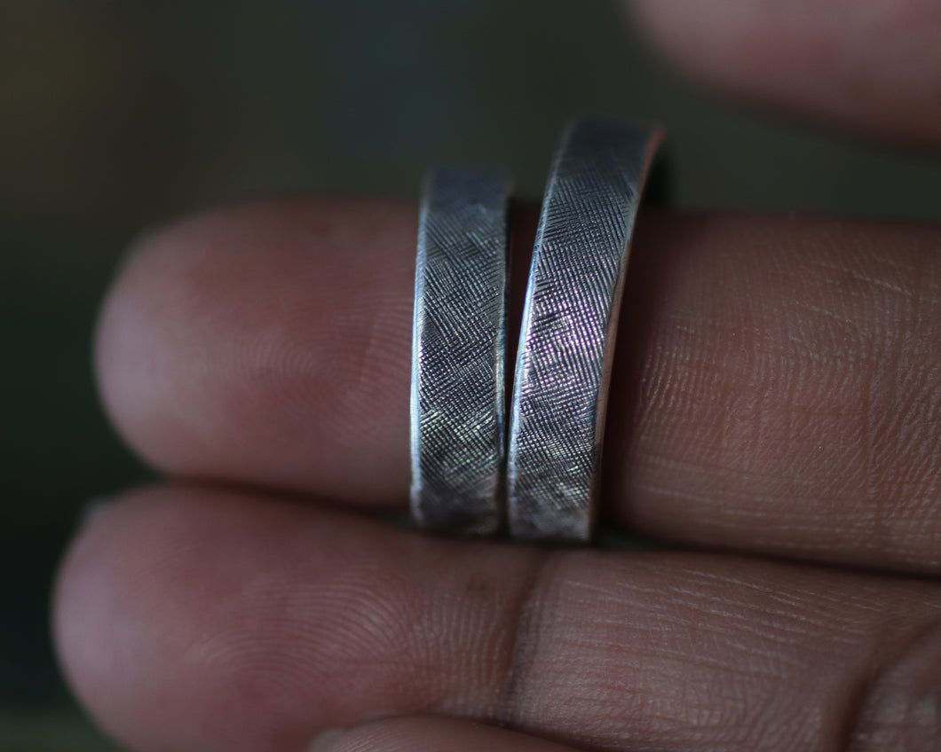 Narrow Band Sterling Silver Engraved Ring Band