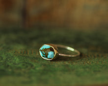 Load image into Gallery viewer, Sterling Silver and Gold Turquoise Stacking and Gold Ring Size 7
