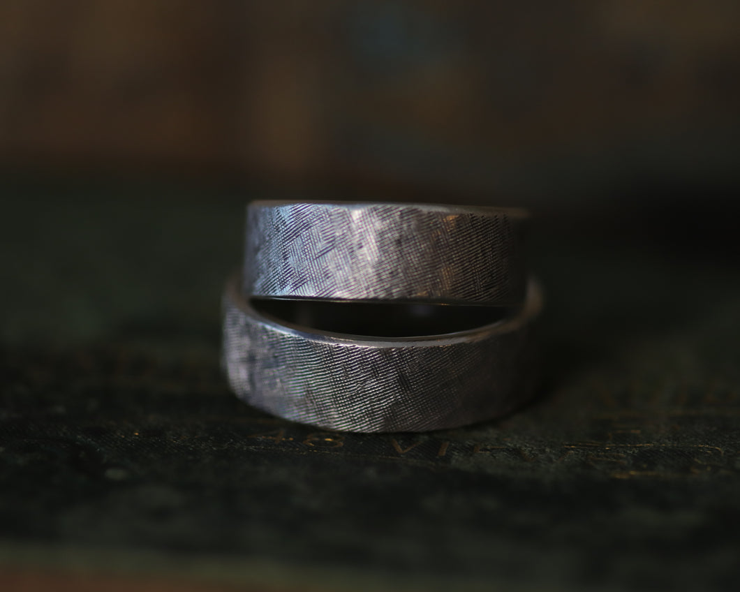 Wide Band Sterling Silver Engraved Ring Band