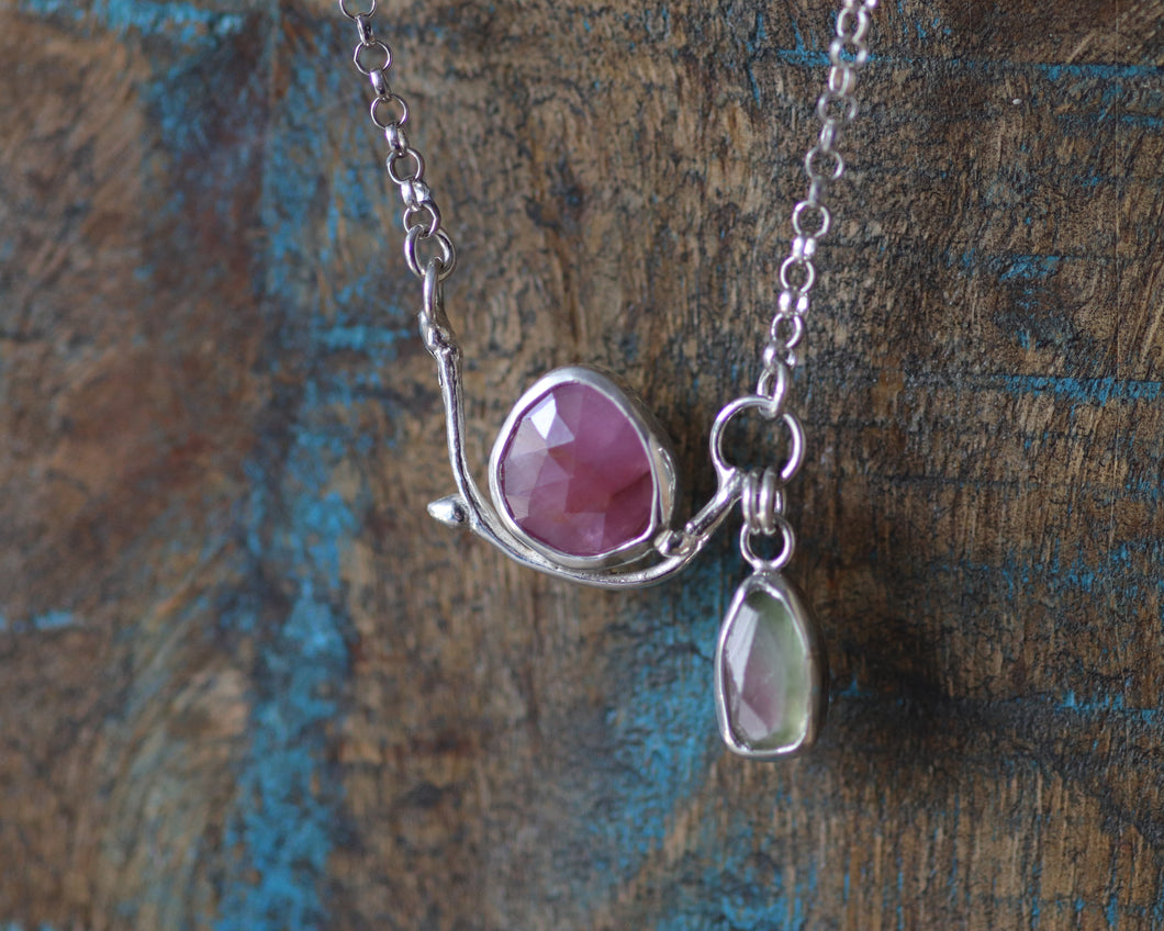 Pink Sapphire and Tourmaline Necklace