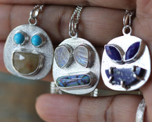 Load image into Gallery viewer, Sterling silver and Lapiz lazuli Angry Face I
