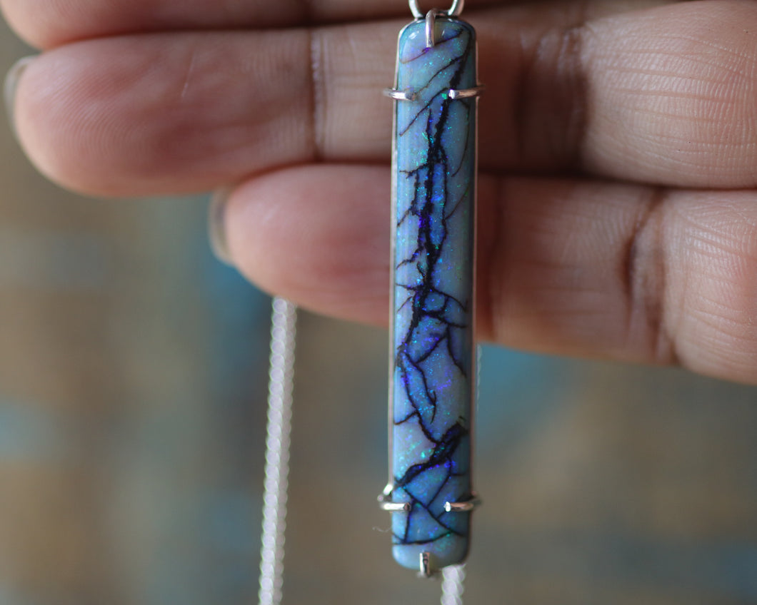Elongated Sterling Opal Necklace I