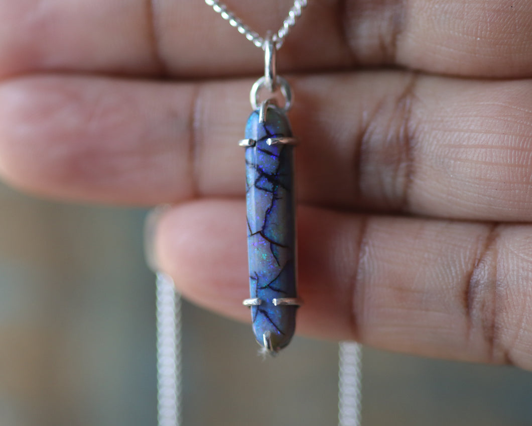 Elongated Sterling Opal Necklace III