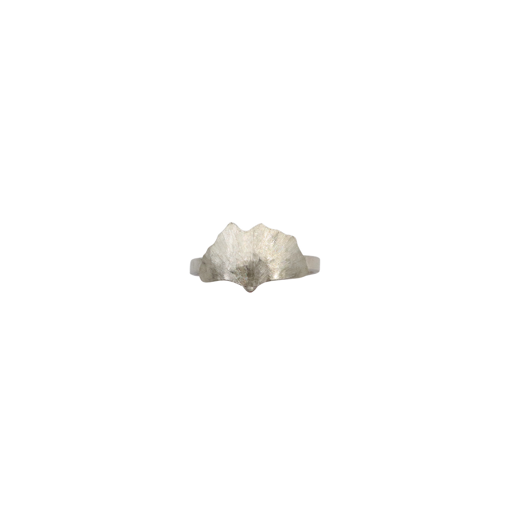 Sterling Silver Engraved Ginkgo Leaf Ring