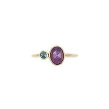 Load image into Gallery viewer, Kashmir Sapphire and Alexandrite Gold Twin Isle Ring- Size 7
