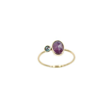 Load image into Gallery viewer, Kashmir Sapphire and Alexandrite Gold Twin Isle Ring- Size 7
