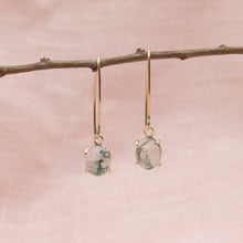 Load image into Gallery viewer, Gold Moss Agate Earrings
