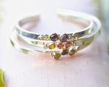 Load image into Gallery viewer, Sterling Silver and Gold Sphene and Spinel Diamond Cuff Bracelet
