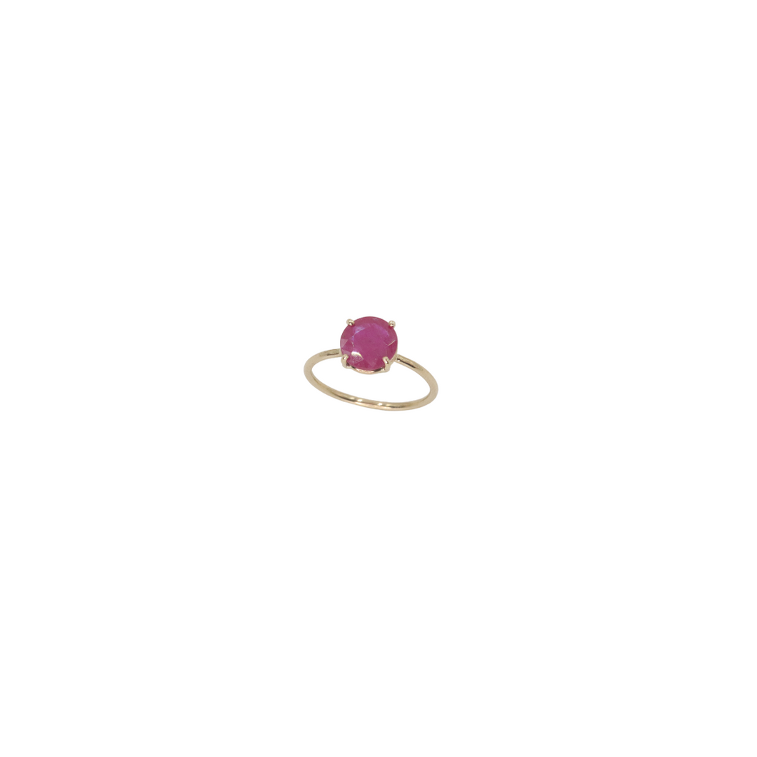 Gold Ruby  Solitaire Ring Sz 6.25