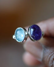 Load image into Gallery viewer, Sterling Silver Tanzanite and Kyanite Twin Isle Ring-Size 6.75
