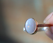 Load image into Gallery viewer, Sterling Silver and Gold Opal Ring Size 6.75
