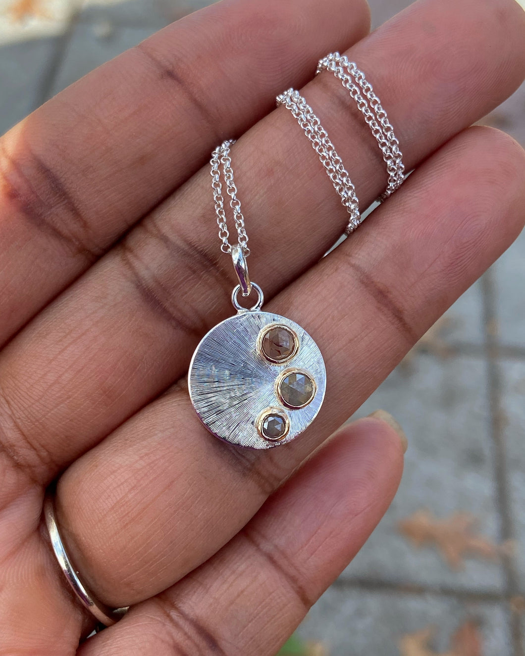 Sterling Silver and Gold Diamond Soleil Necklace