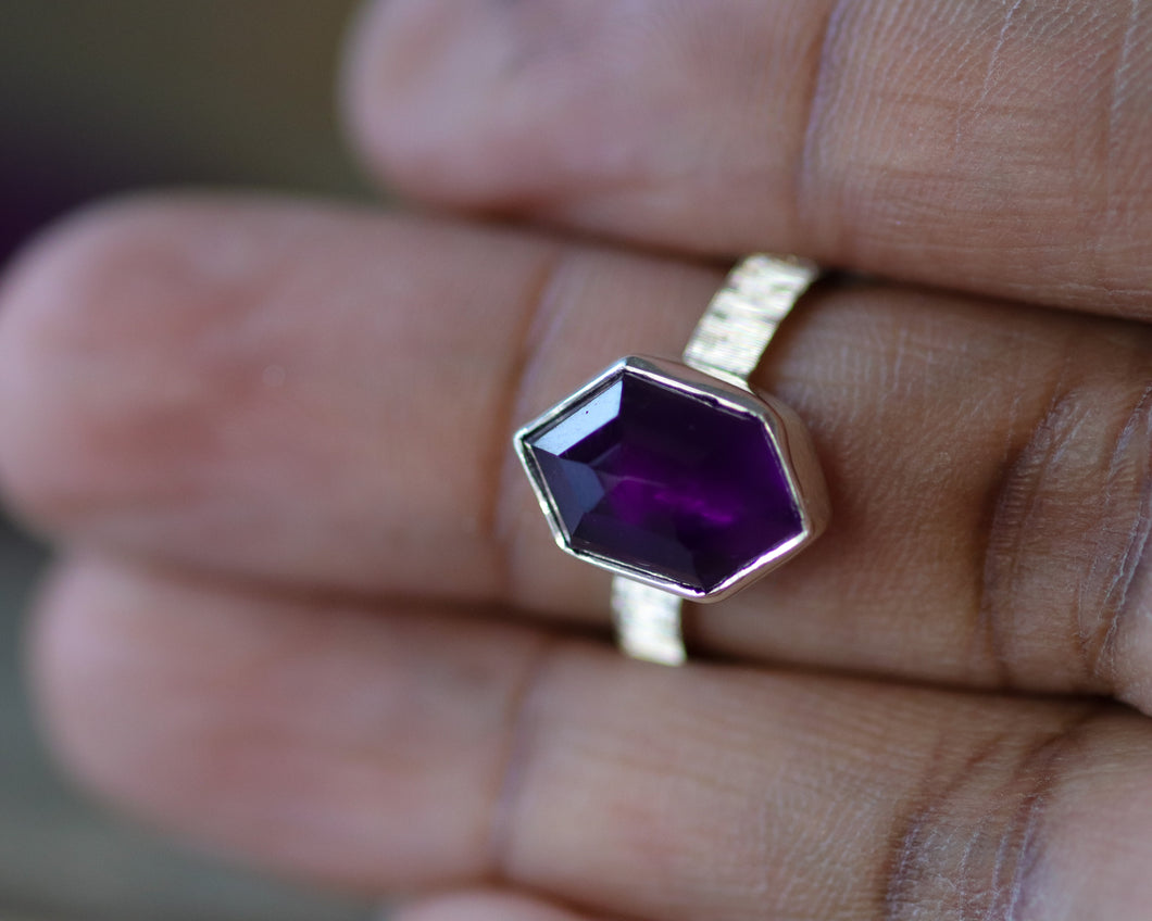 Sterling Silver Amethyst Ring- Size 6