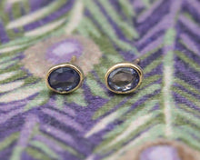 Load image into Gallery viewer, Gold and Blue Sapphire Stud Earrings
