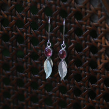 Load image into Gallery viewer, Sterling Silver Tourmaline Leaf Earrings
