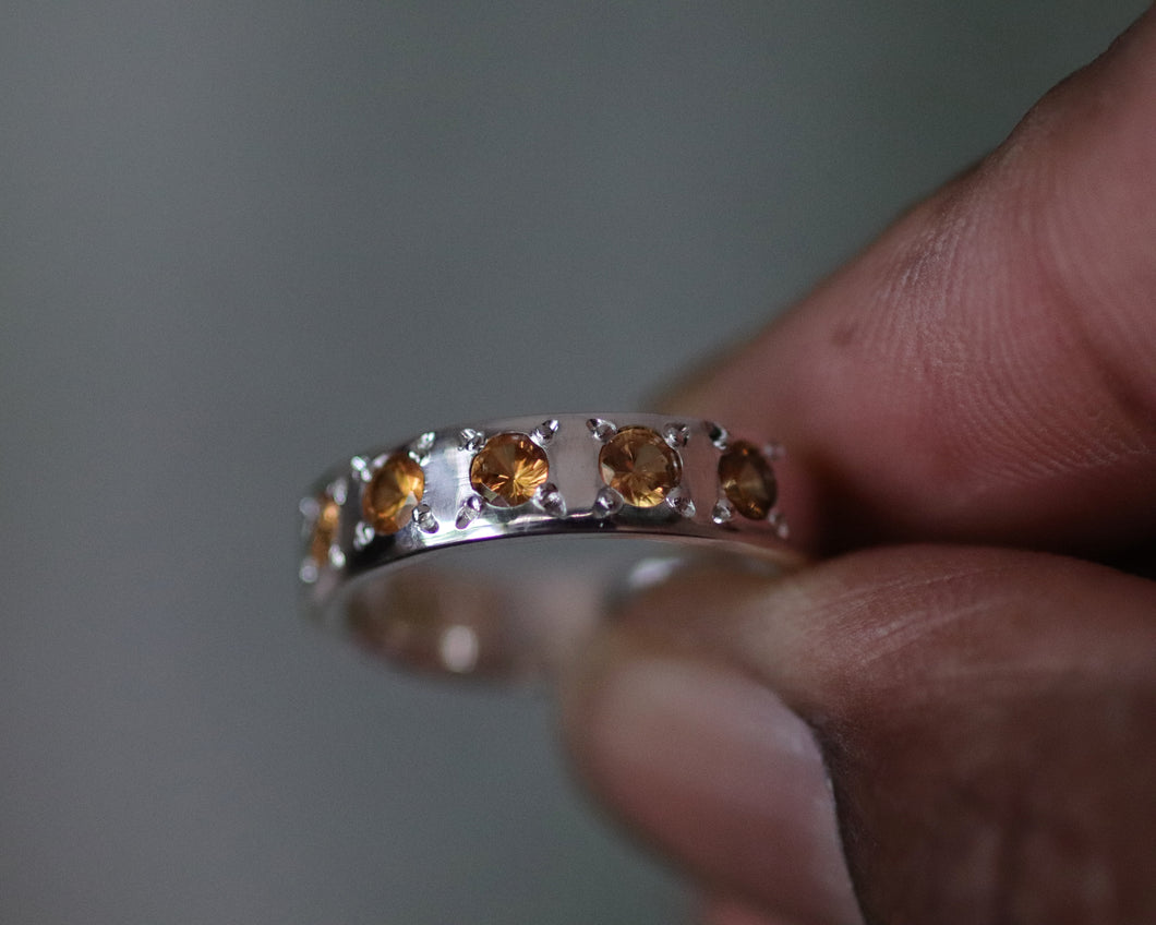 Sterling Silver Garnet Padoo Ring -Size 6