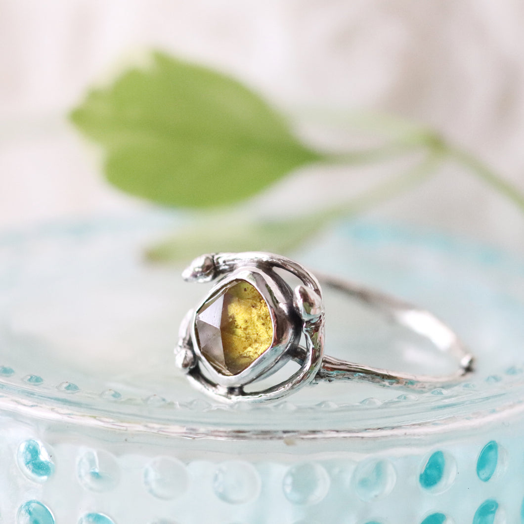 Sterling Silver Sphene Branch Ring- Size 7.25