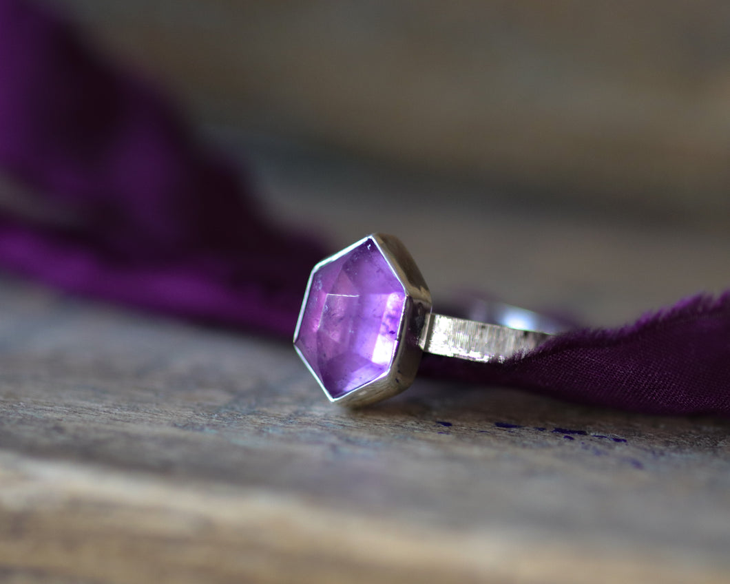 Sterling Silver Amethyst Ring- Size 7